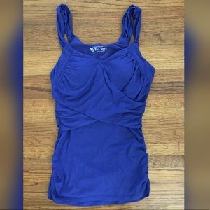 Blue Ruched Bra Tank Top